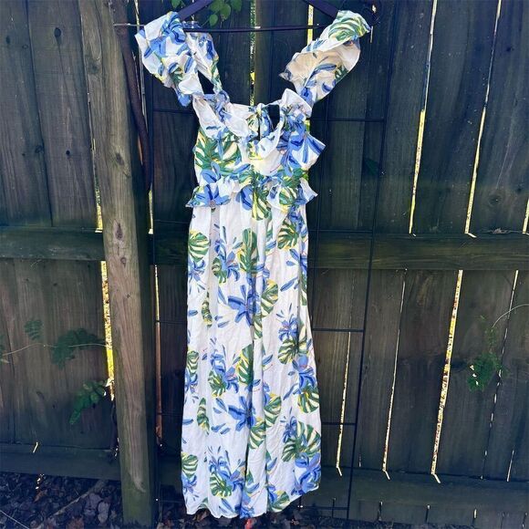 Sugarlips Women's Floral Ruffle Back Tie Midi Dress Size M - Picture 1 of 8